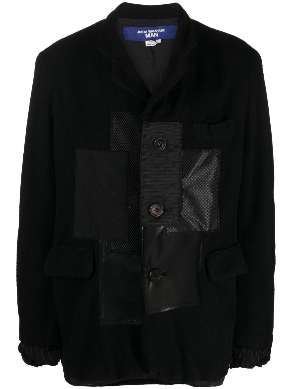 Patchwork wool blazer - Black