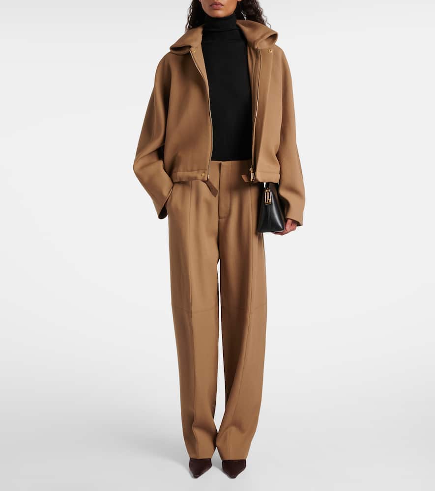High-rise virgin wool wide-leg pants