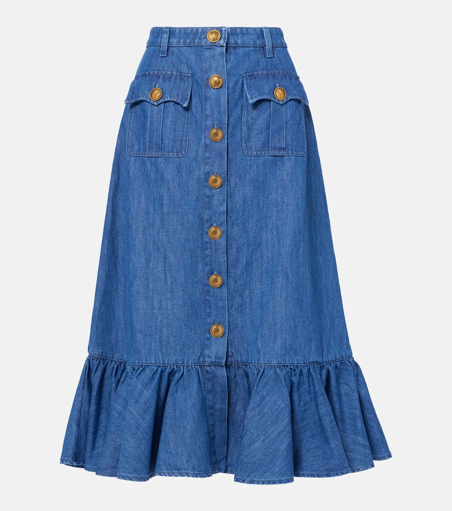 Denim midi skirt