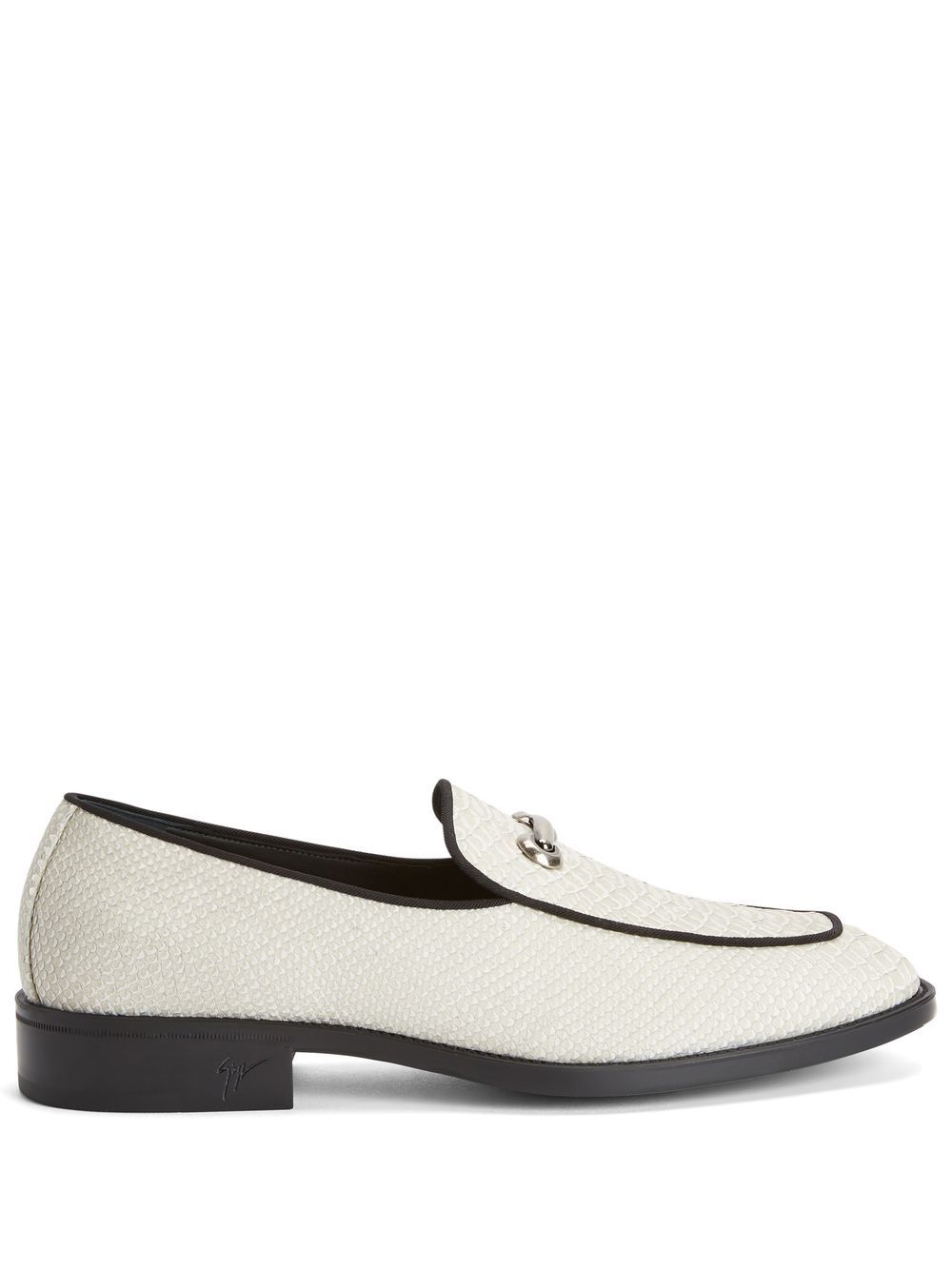Snakeskin-effect leather loafers - White