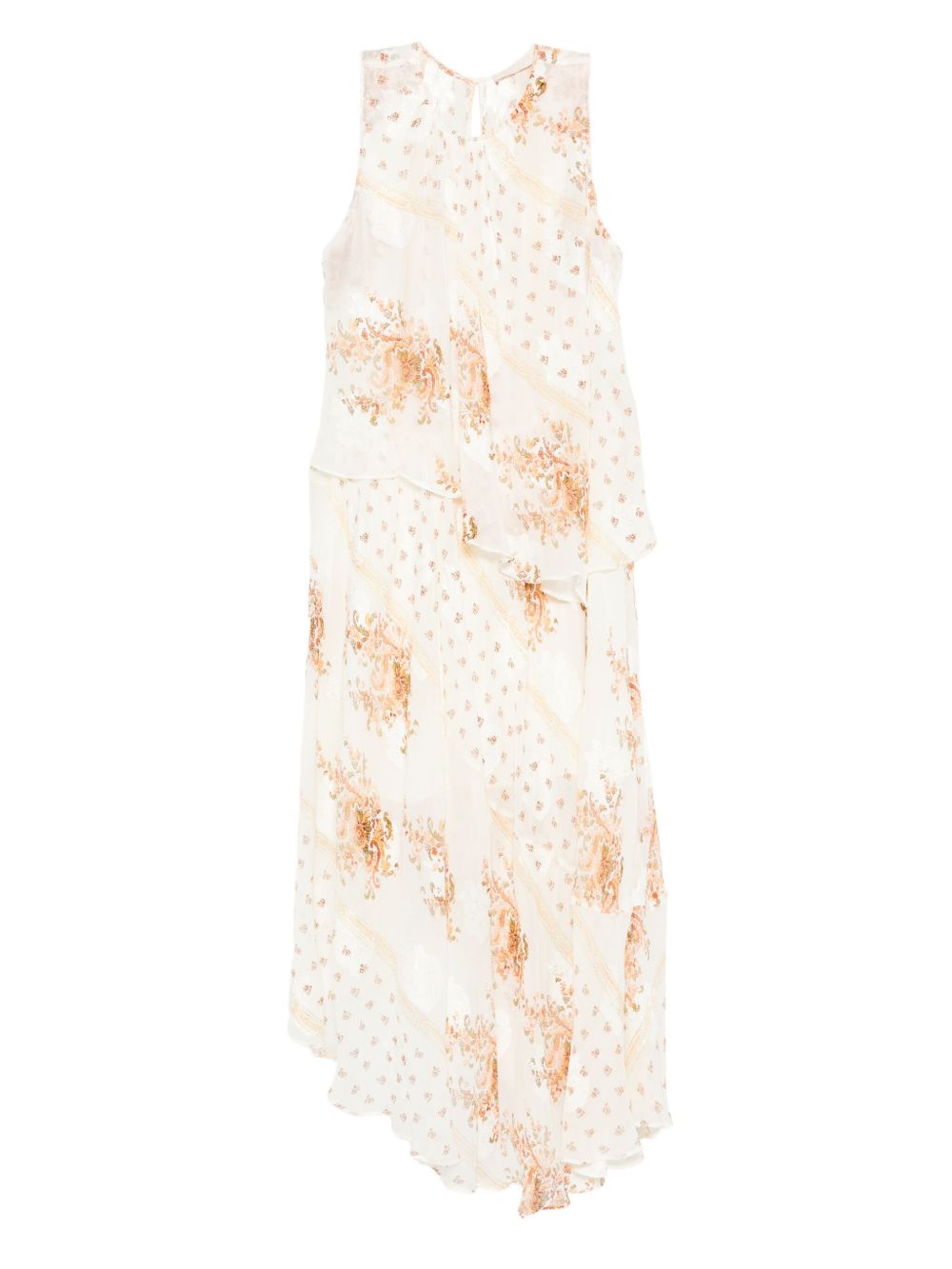 Floral-print layered dress - Neutrals