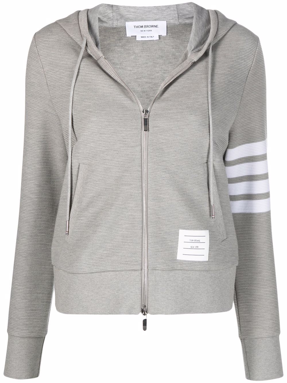 4-Bar zip-up cotton hoodie - 680 LT PINK