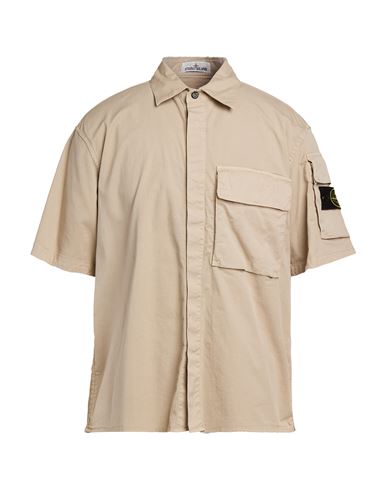 Man Shirt Sand Size M Cotton, Elastane