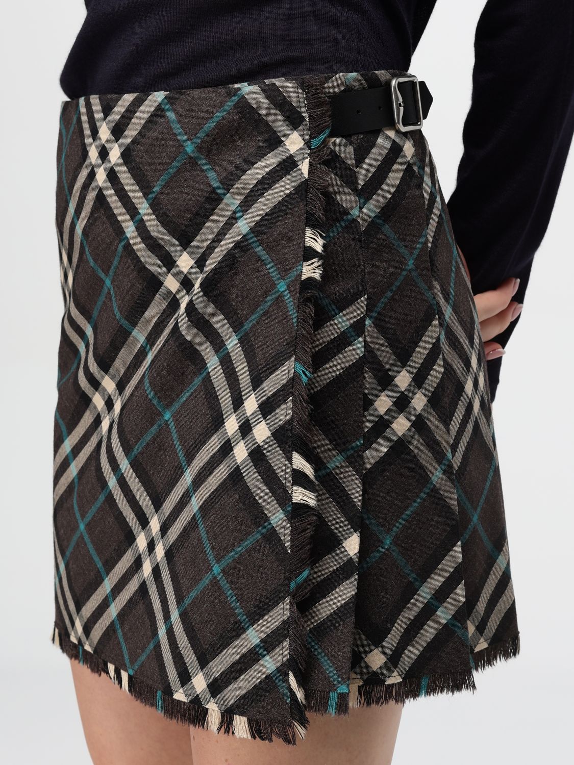 Check Wool Blend Mini Kilt Skirts