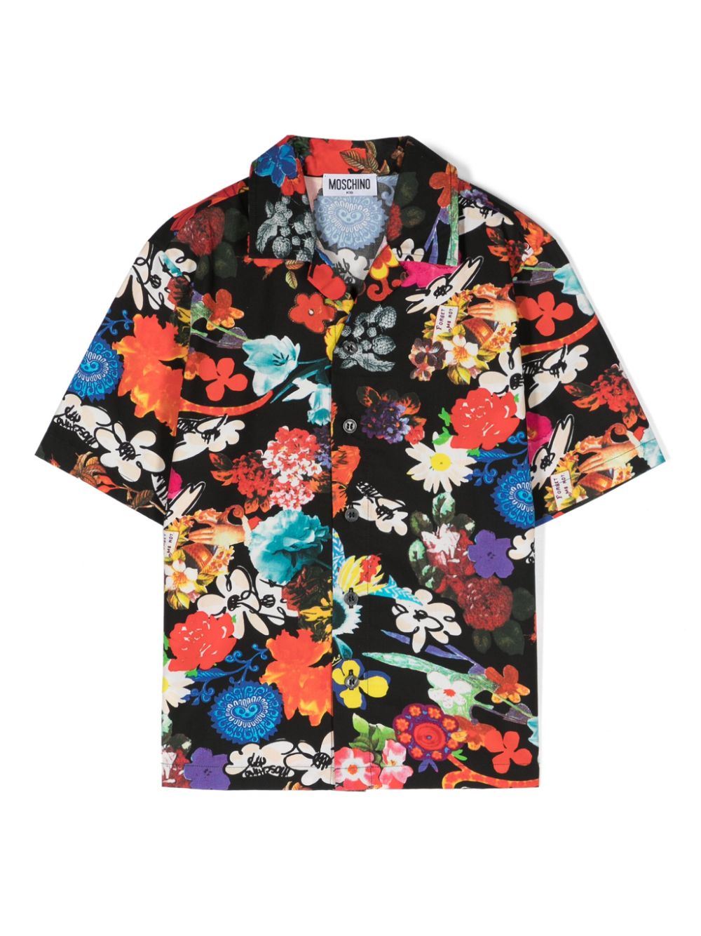 Floral-print cotton shirt - Black