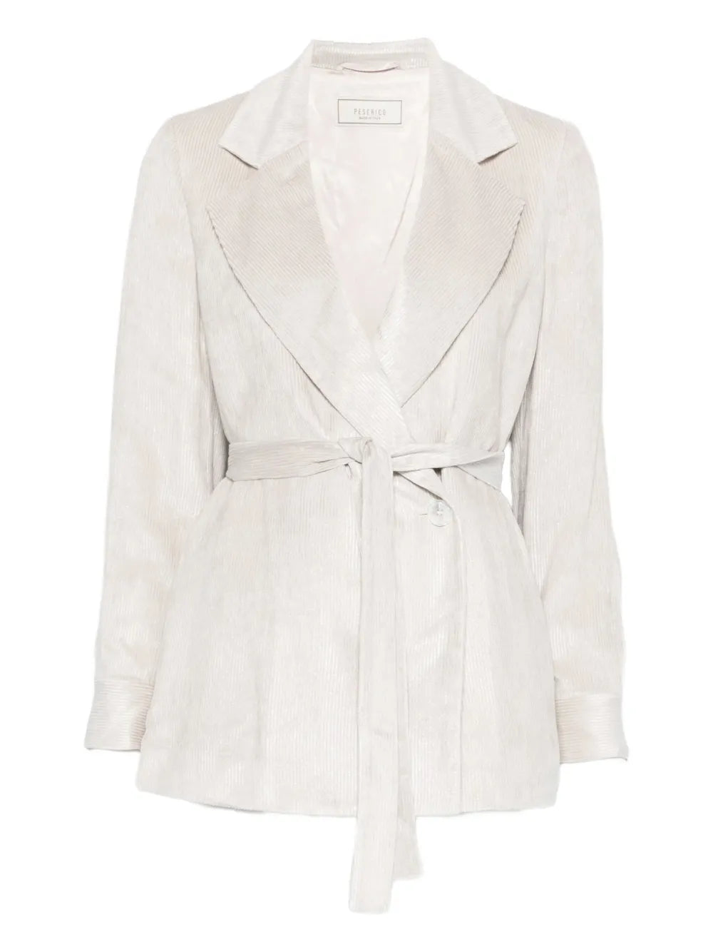 Belted Wrap-Front Jacket — Beige