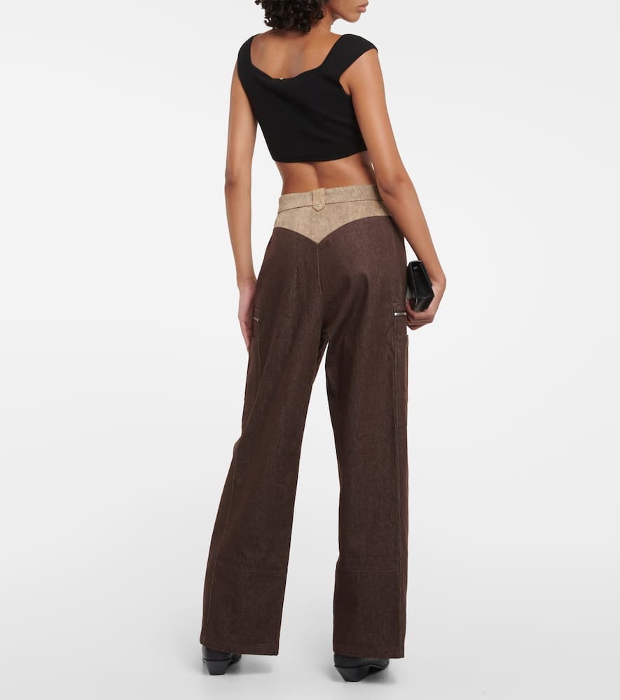 Didu High-rise wide-leg cotton cargo pants