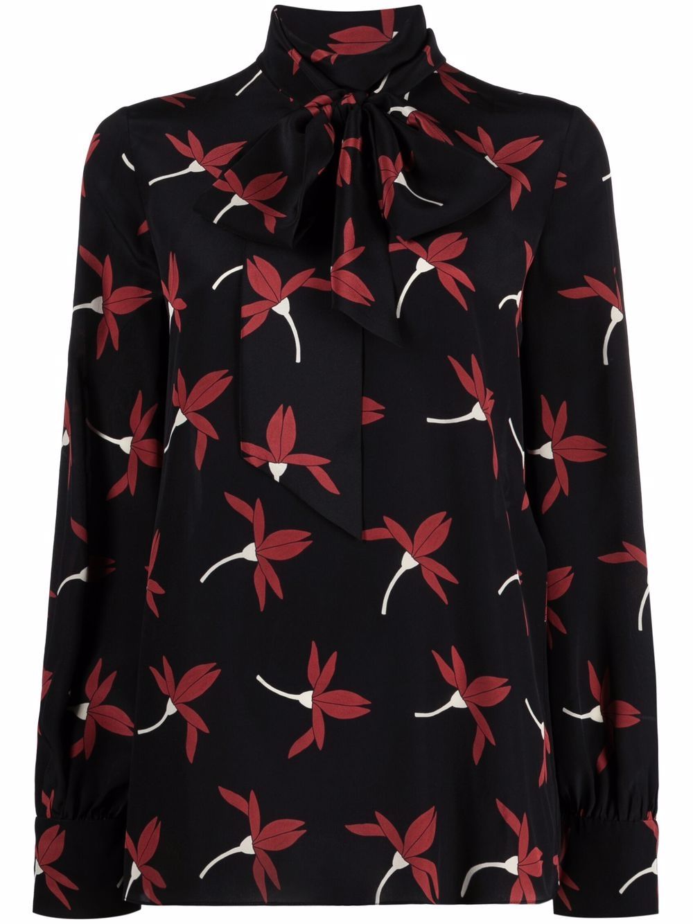 Valentino Garavani motif-print long-sleeve blouse - Black