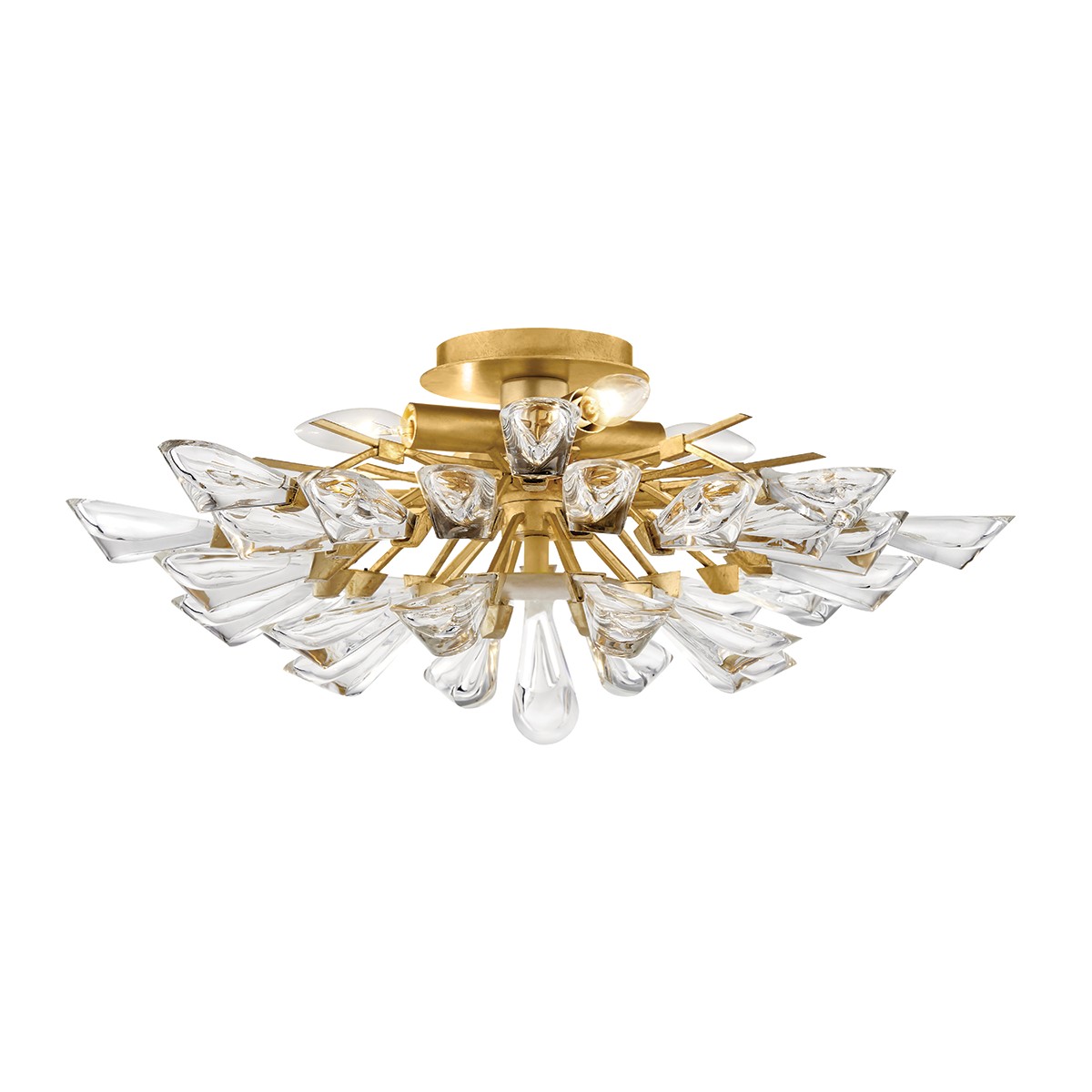 Gold Leaf Four Light Semi Flush Mount from the Tulip Collection