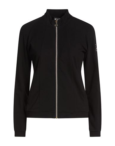 Woman Sweatshirt Black Size M Cotton, Elastane