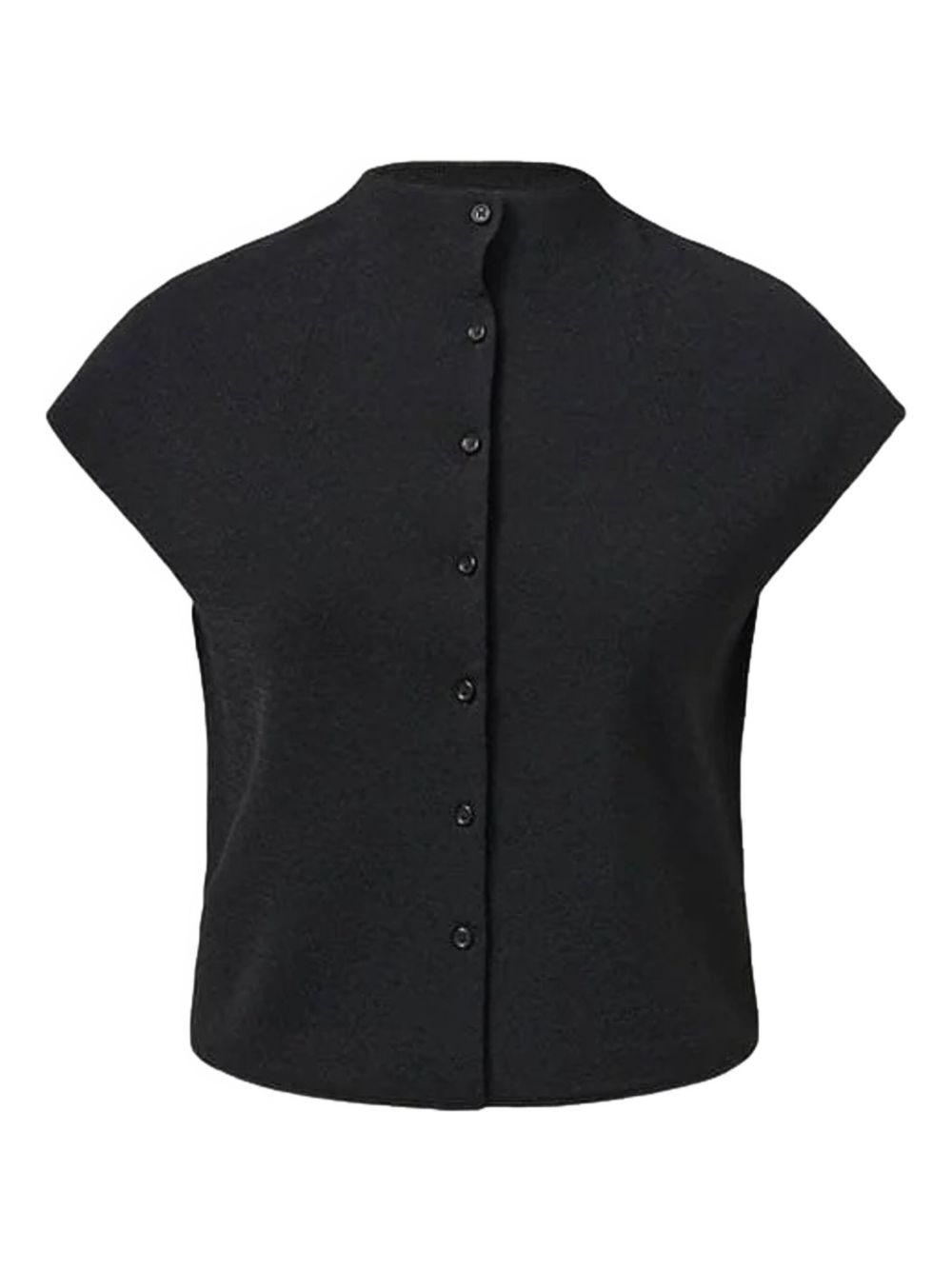 Cap-sleeve button cardigan - Black
