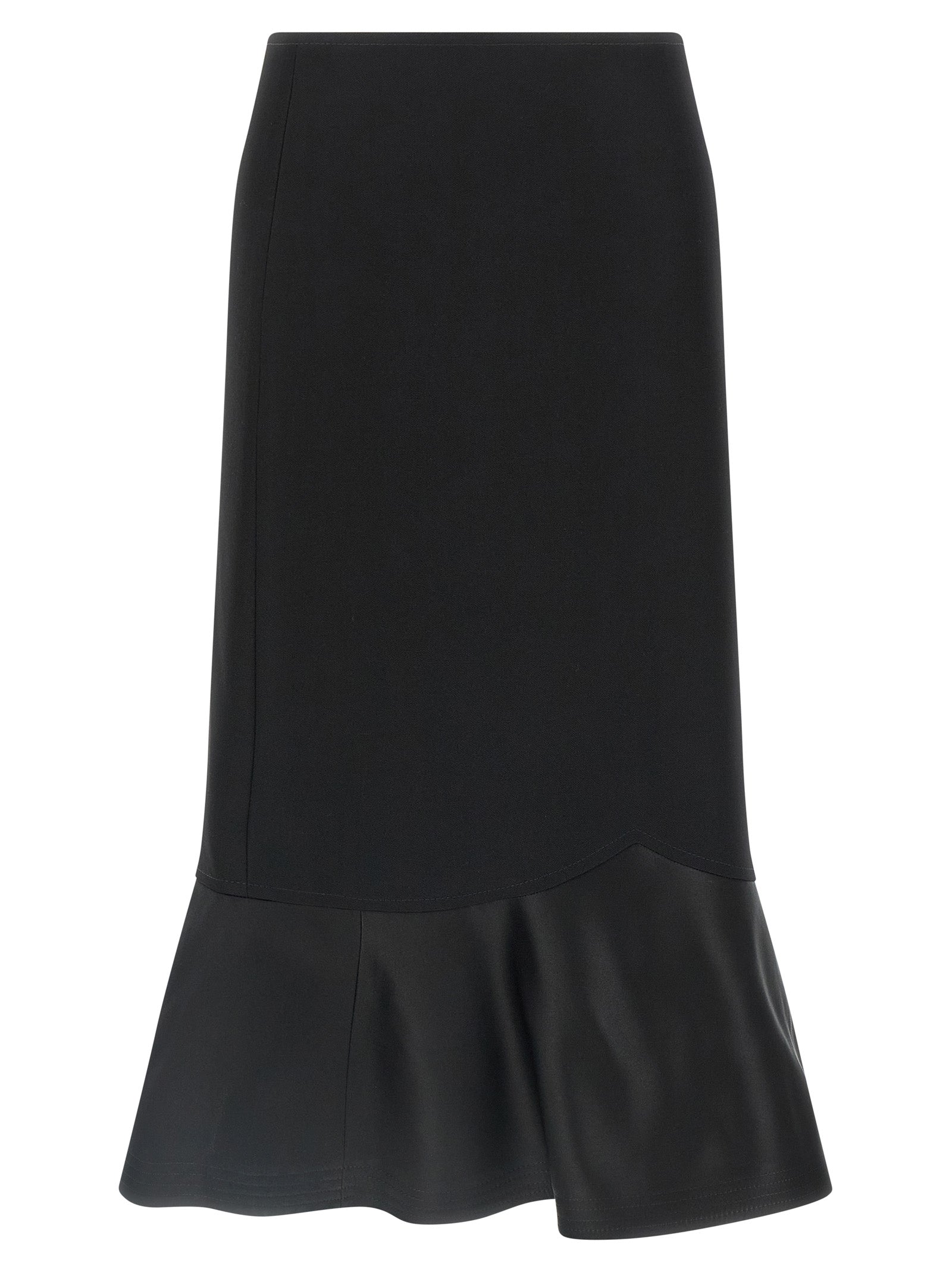 Virgin Wool Flared Skirt — Black