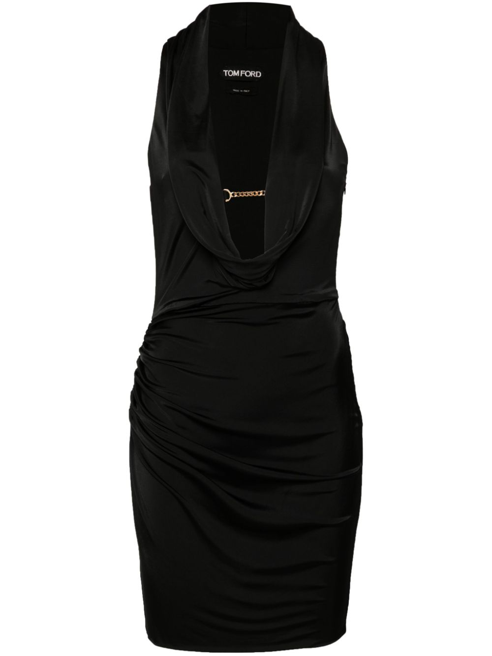 Cowl-neck mini dress - Black