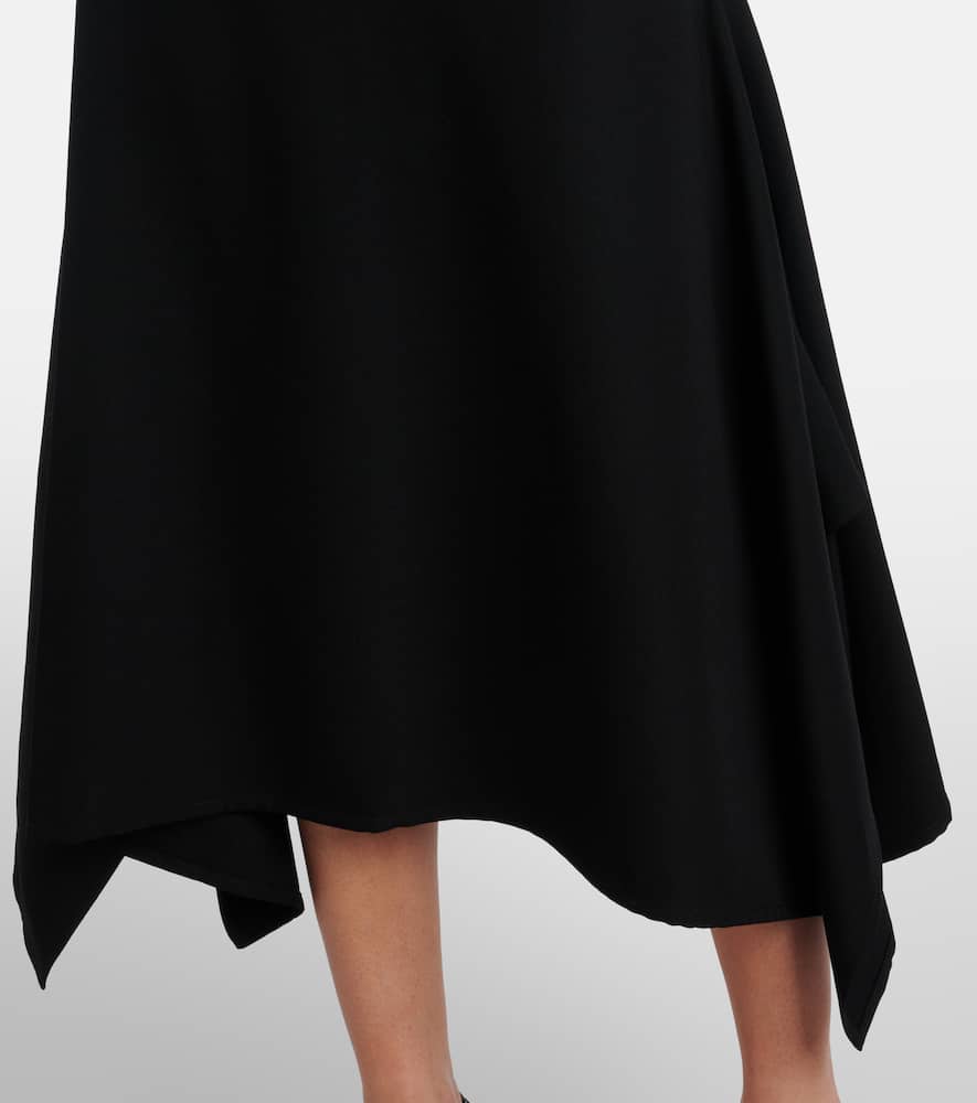 Draped virgin wool midi skirt