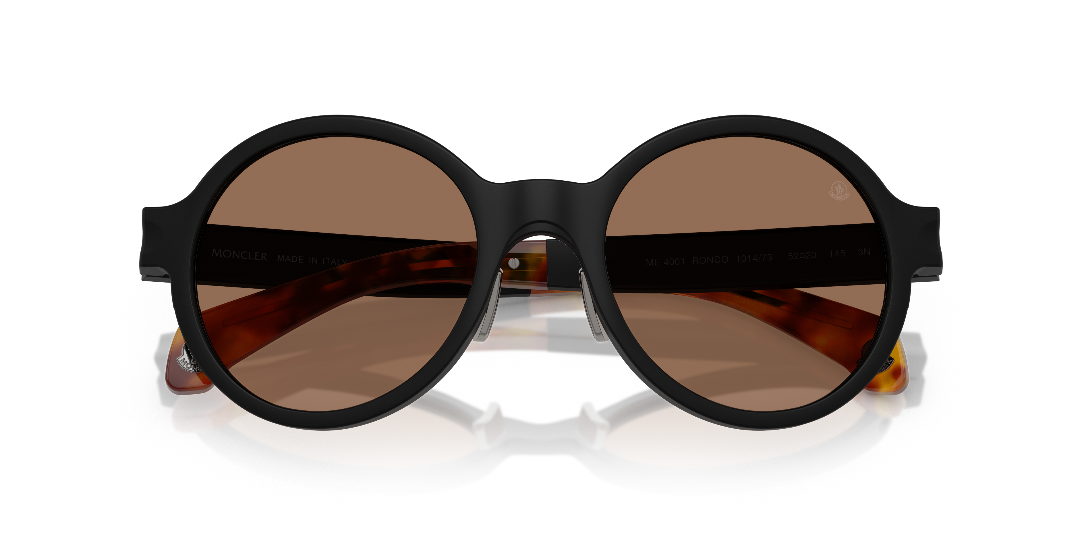 Moncler Unisex Moncler ME4001 RONDO 101473 Gafas de sol Aluminio Negro Marrón Redonda Norma