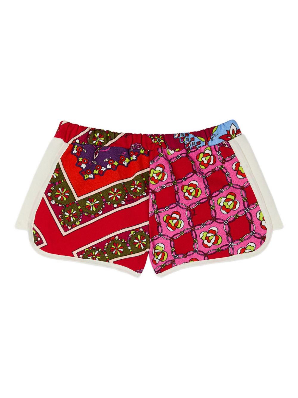 Festa-print patchwork shorts - Red