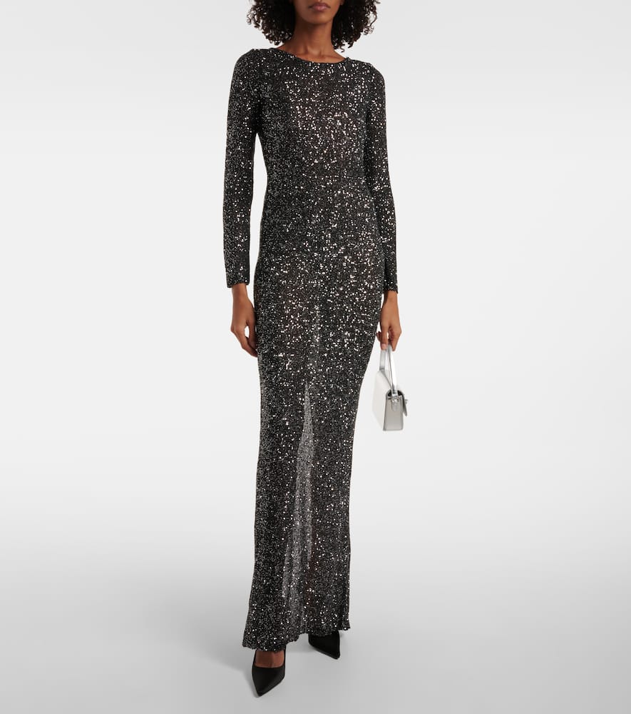 Sequined open-back gown