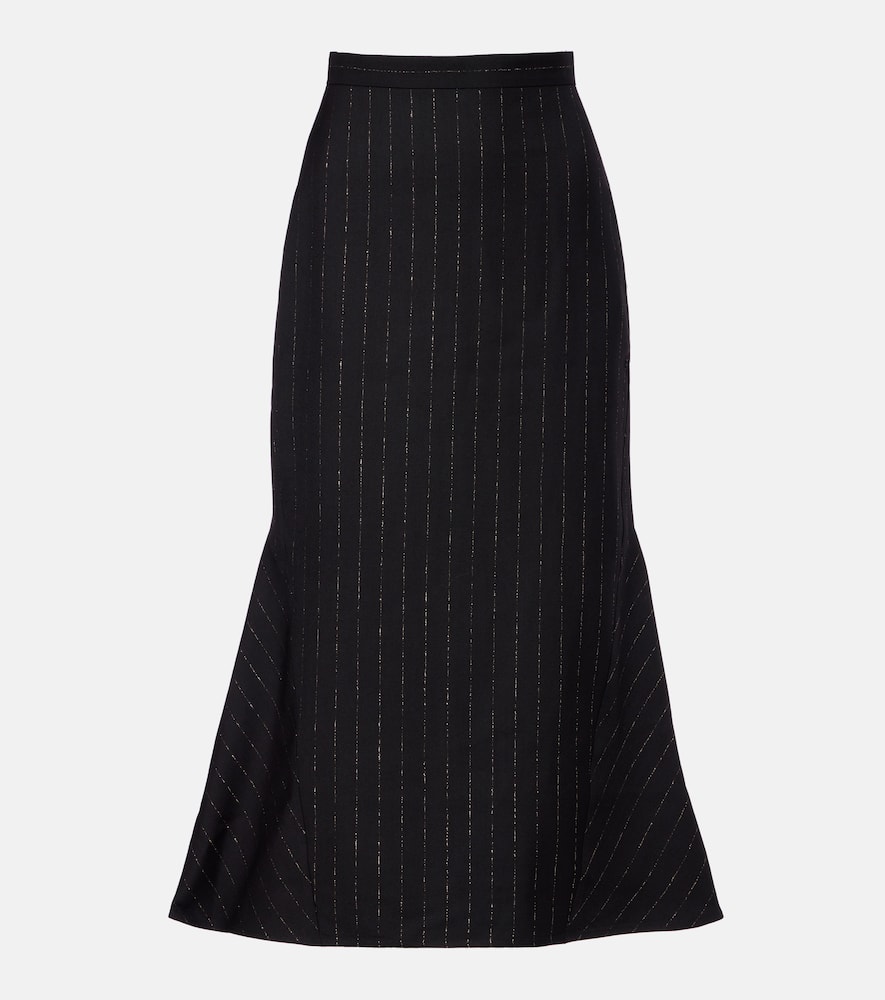Pinstripe wool midi skirt