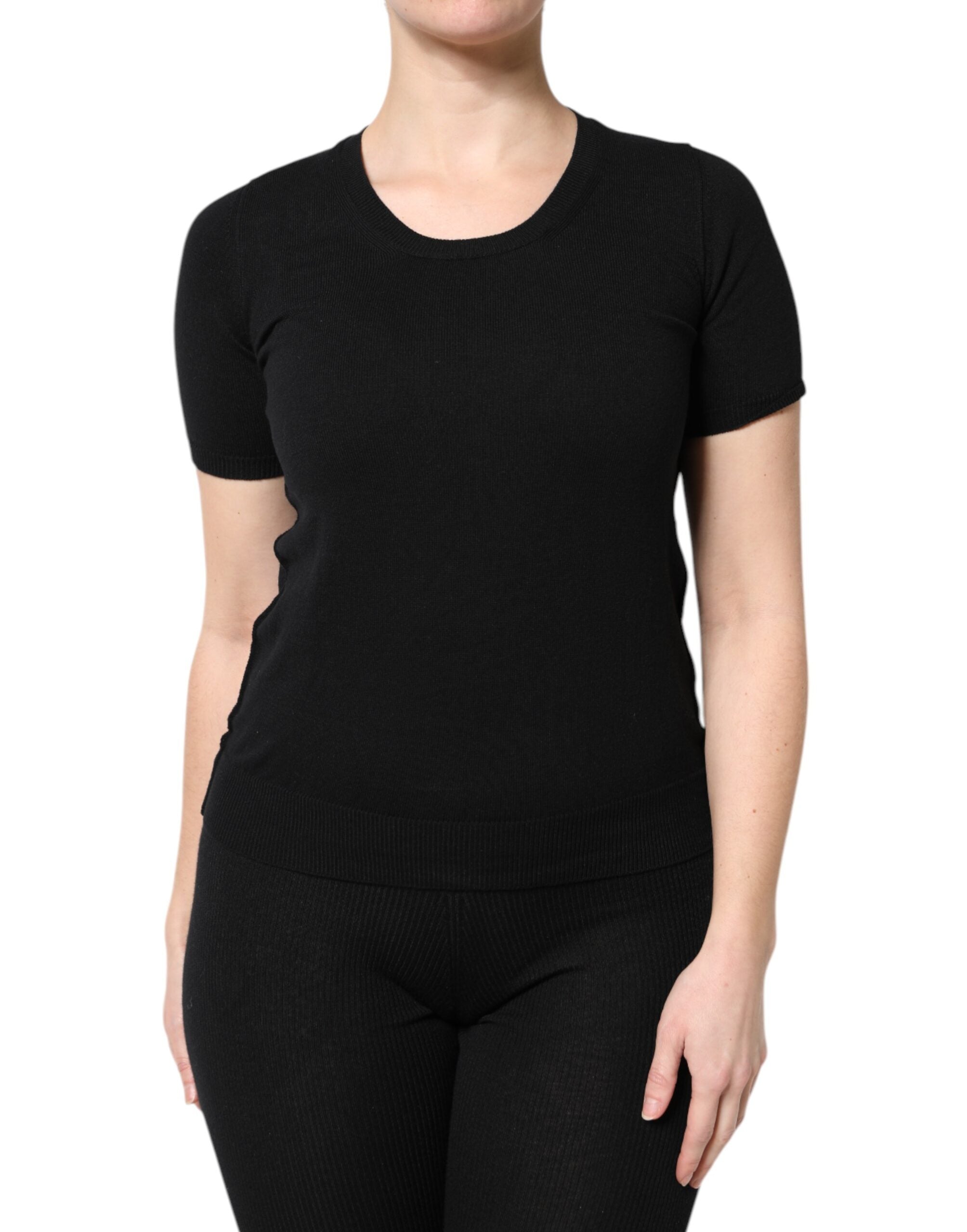 Cotton Round Neck T-Shirt — Black