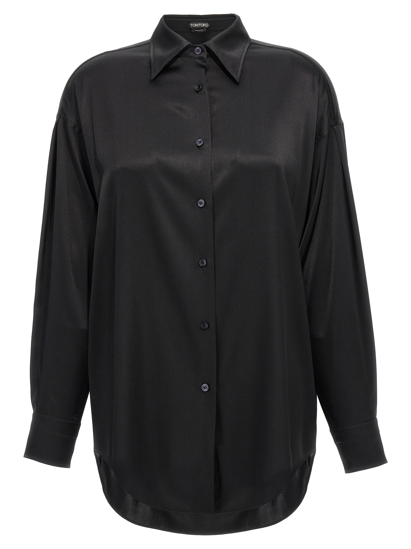 Silk Satin Blouse — Black