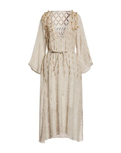 Woman Midi dress Beige Size S Cotton
