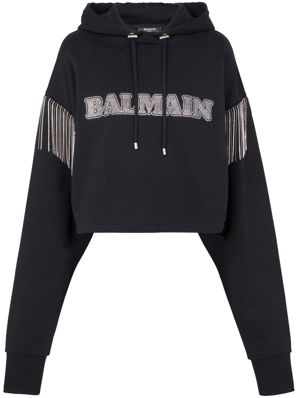 Fringed organic-cotton hoodie - Black