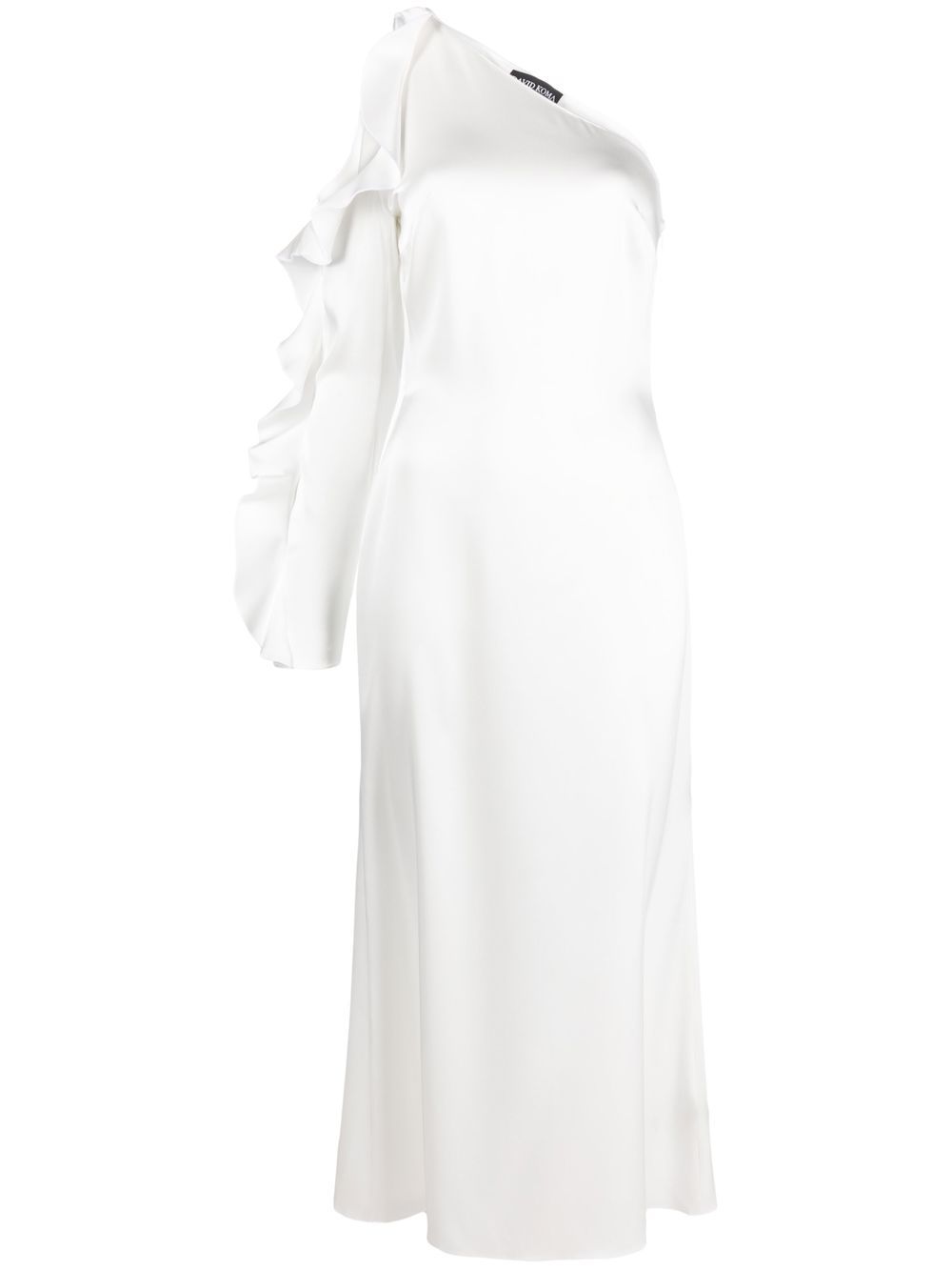 One-shoulder ruffled dress - White