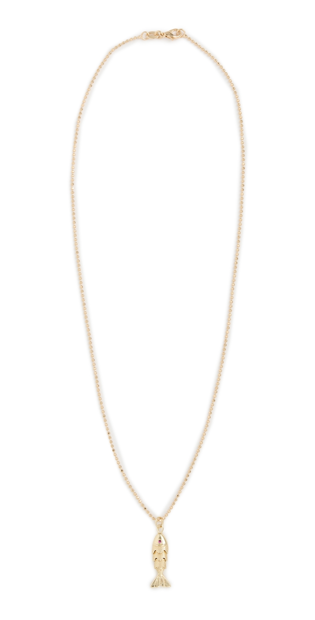 Gold Fish Ball Chain Necklace Yellow Gold One Size