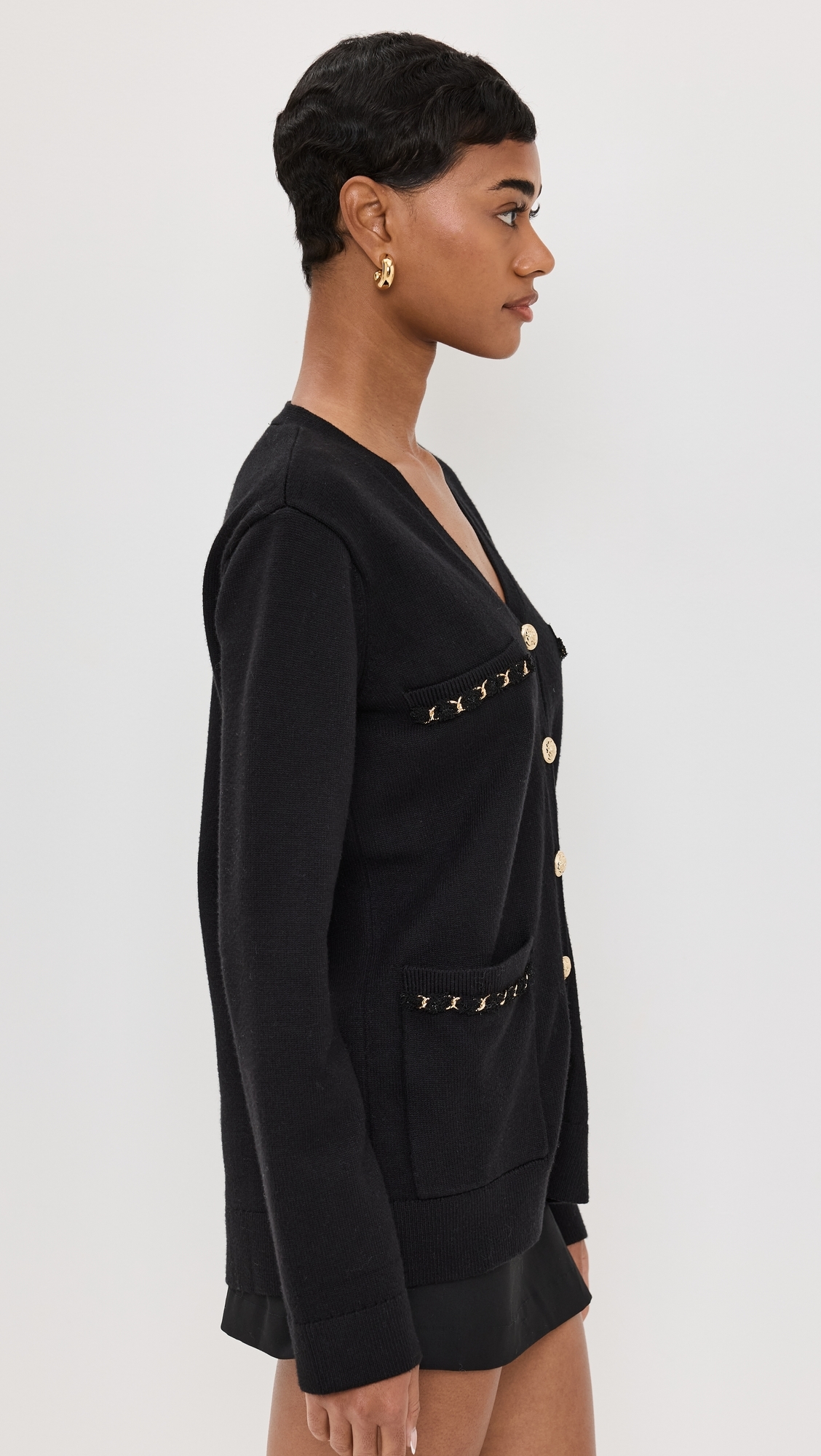 Chain Oversized Cardigan Black