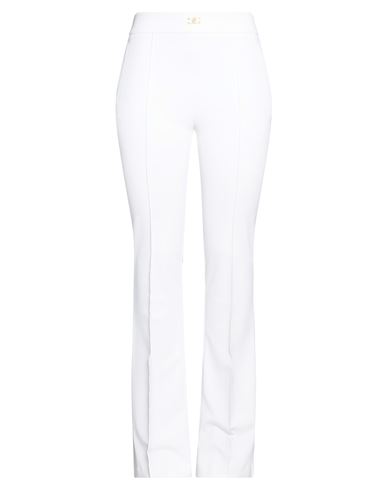 Woman Pants White Size 12 Polyester, Elastane