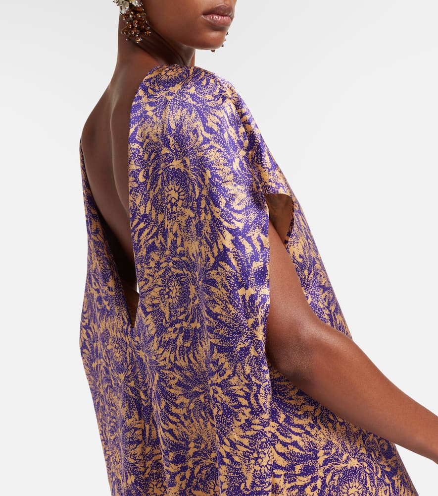 Floral silk satin midi dress