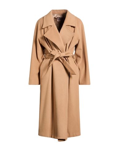 Woman Coat Camel Size 6 Virgin Wool, Polyamide, Cashmere
