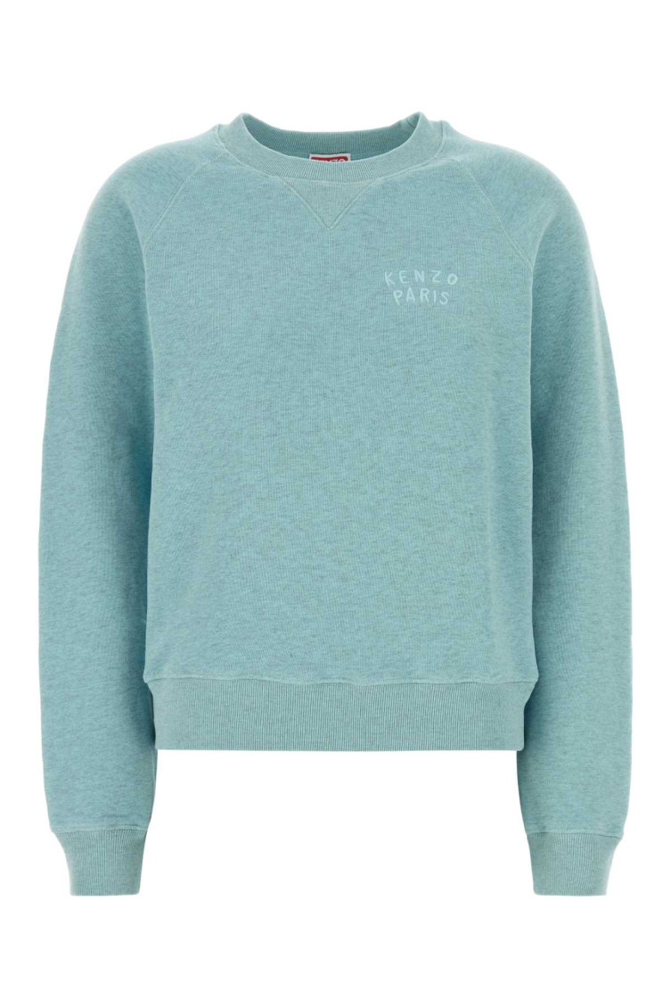 Melange Light-blue Cotton Sweatshirt