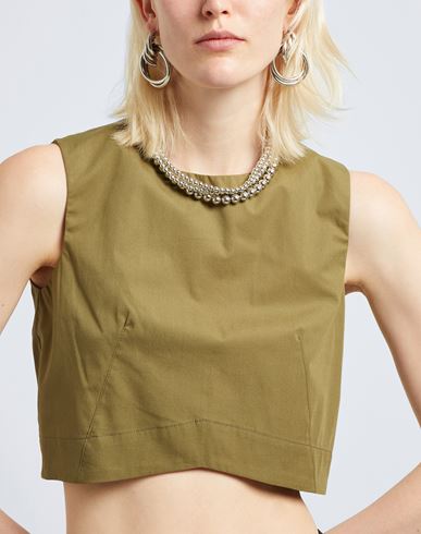 Organic Cotton Sleeveless Crop Top Woman Top Military green Size 2 Cotton