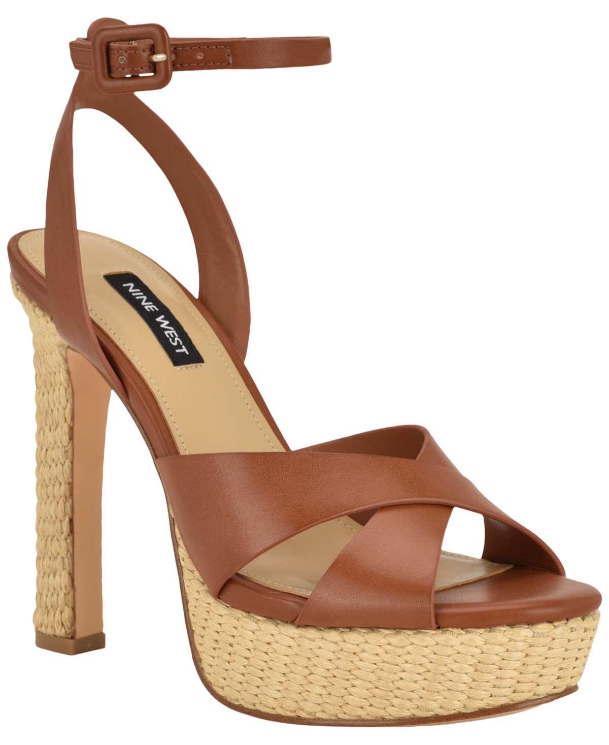 Women's Weston Criss-Cross Round Toe Platform Sandals - Cognac