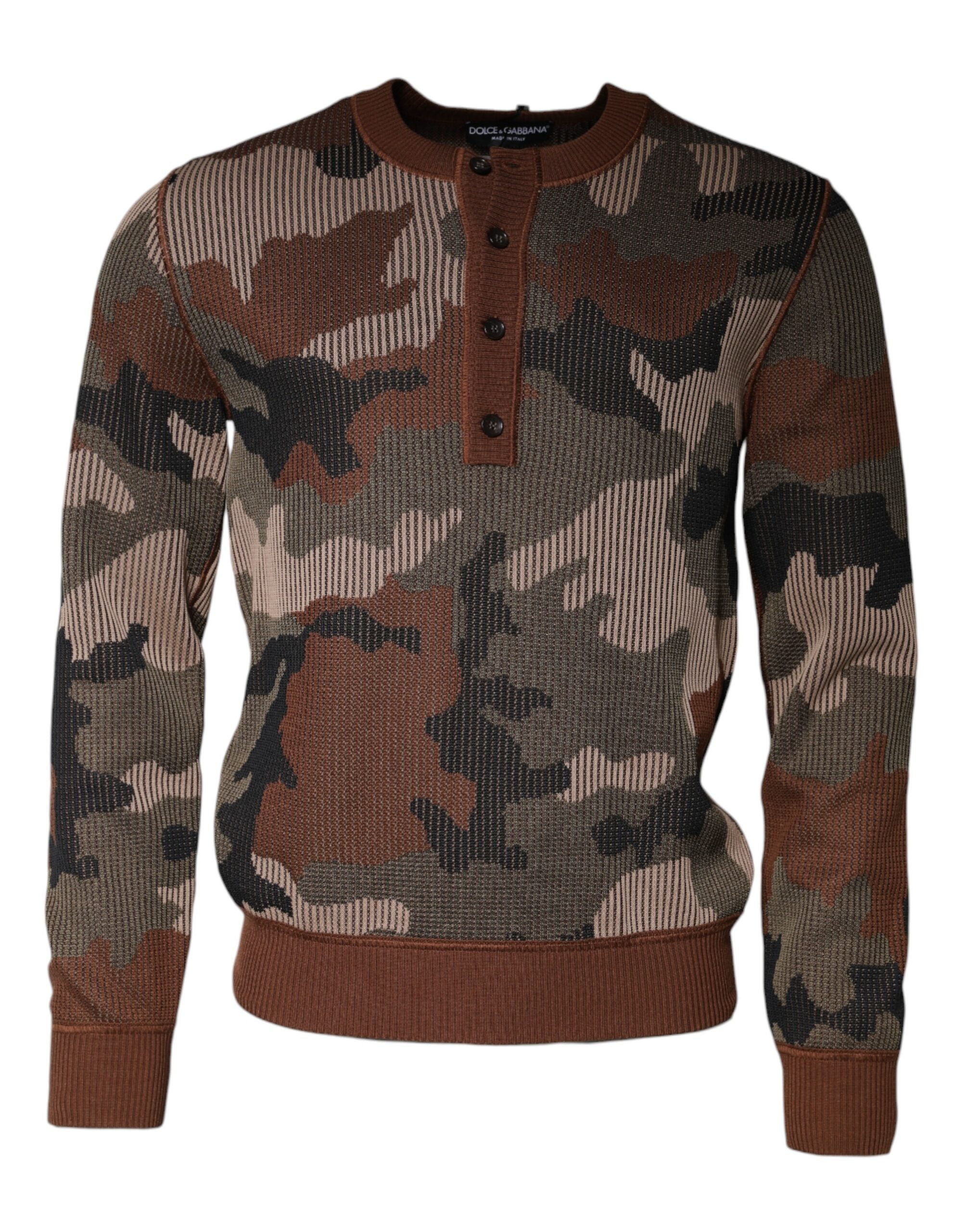 Camouflage Crew Neck Sweater — Brown