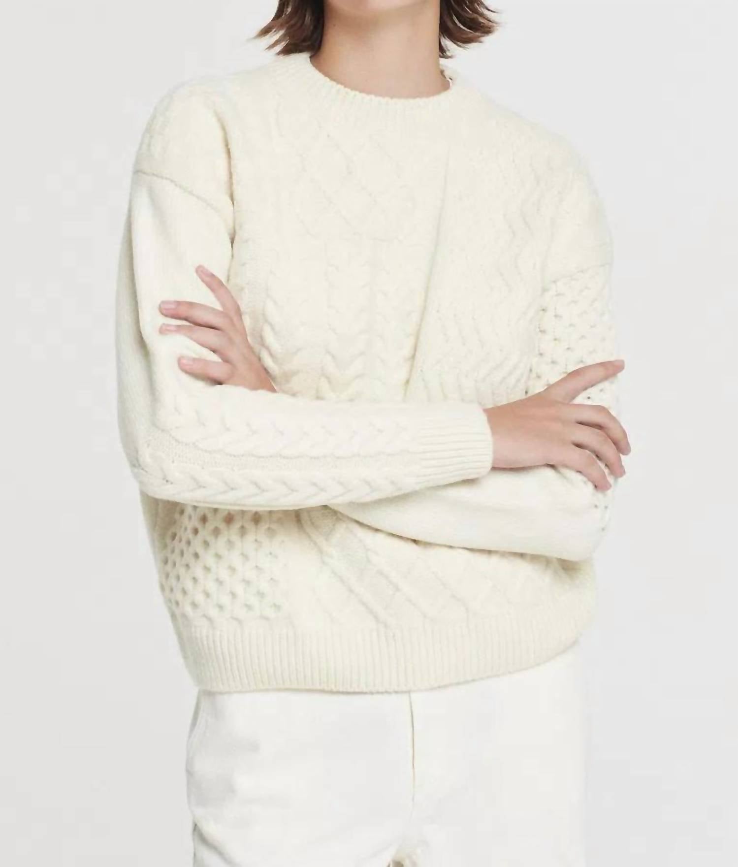 Crewneck With Patchwork Pattern In Butter