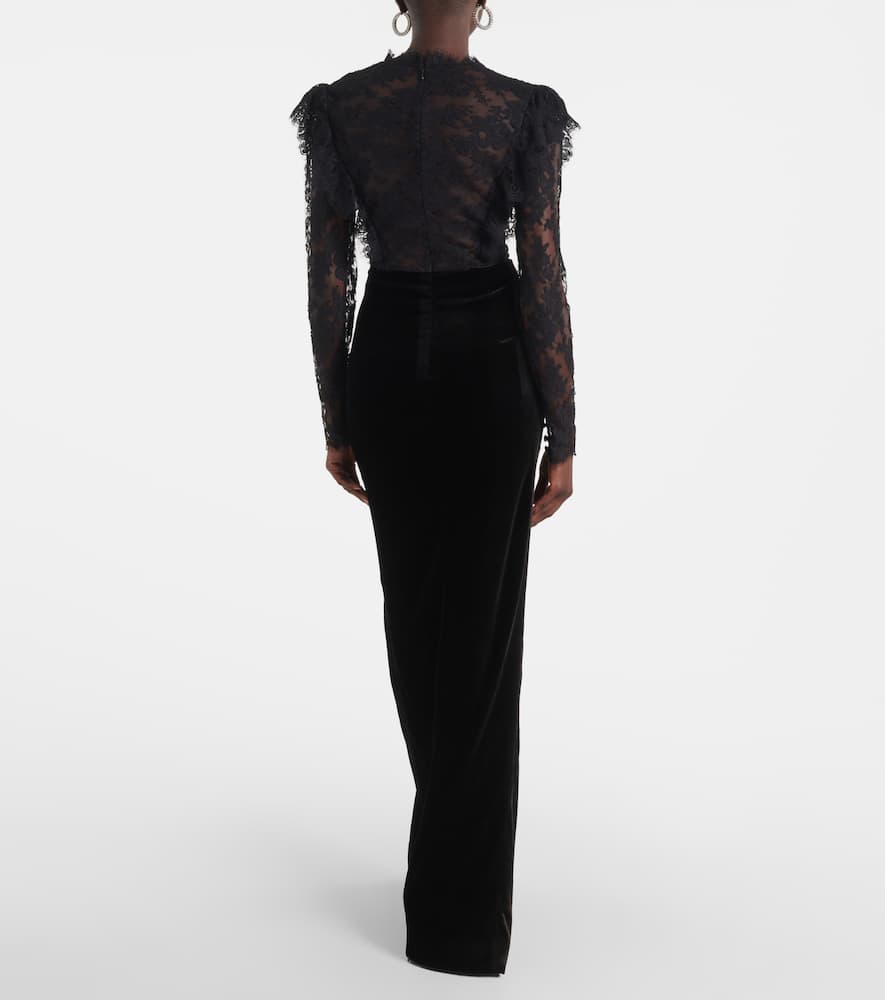Lace and velvet gown