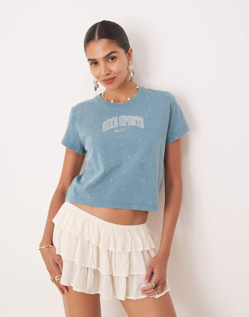 Phoenix boxy retro logo T-shirt in blue