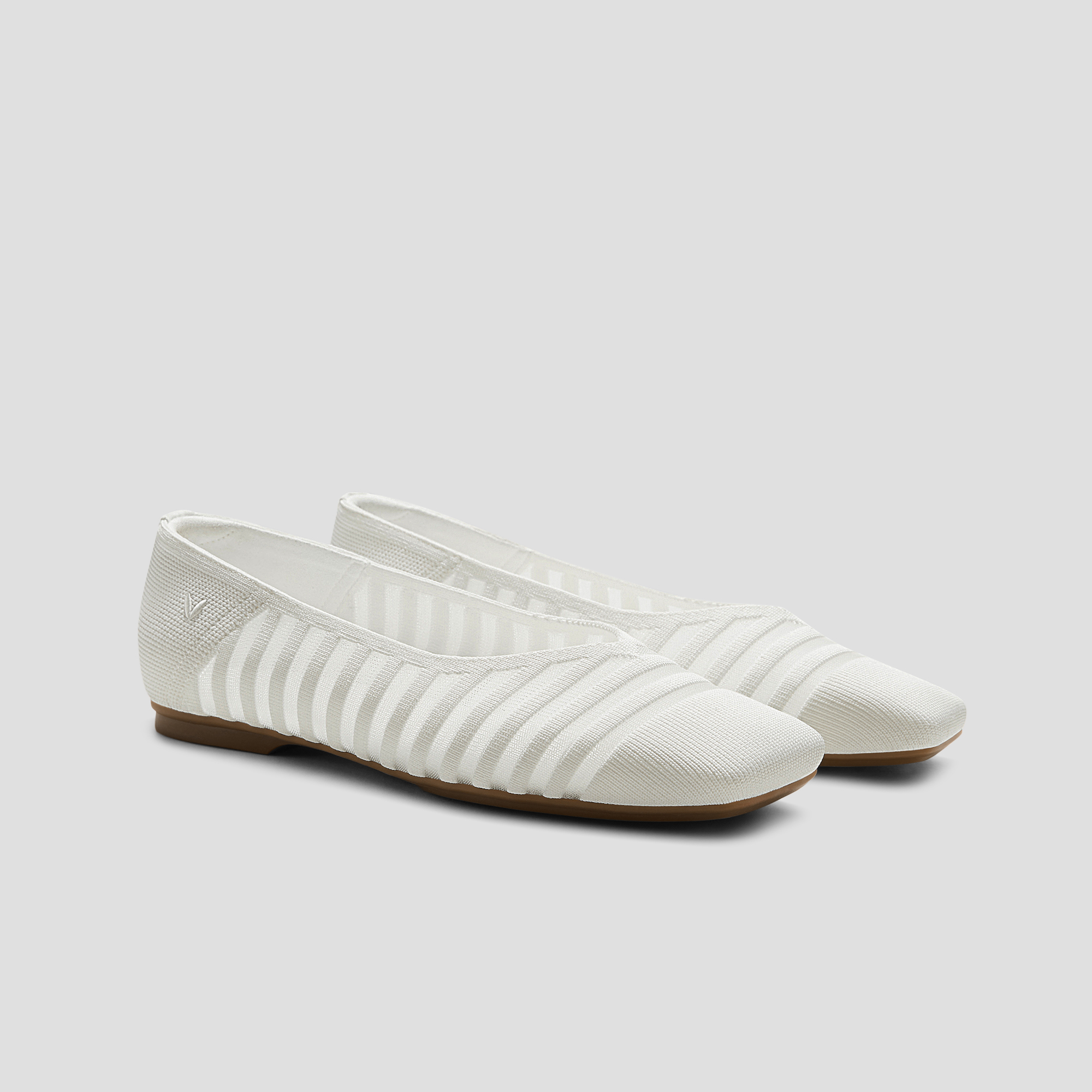 VIVAIA Square-Toe Margot Flats 3.0 Miriam|WHITE SHEER STRIPE