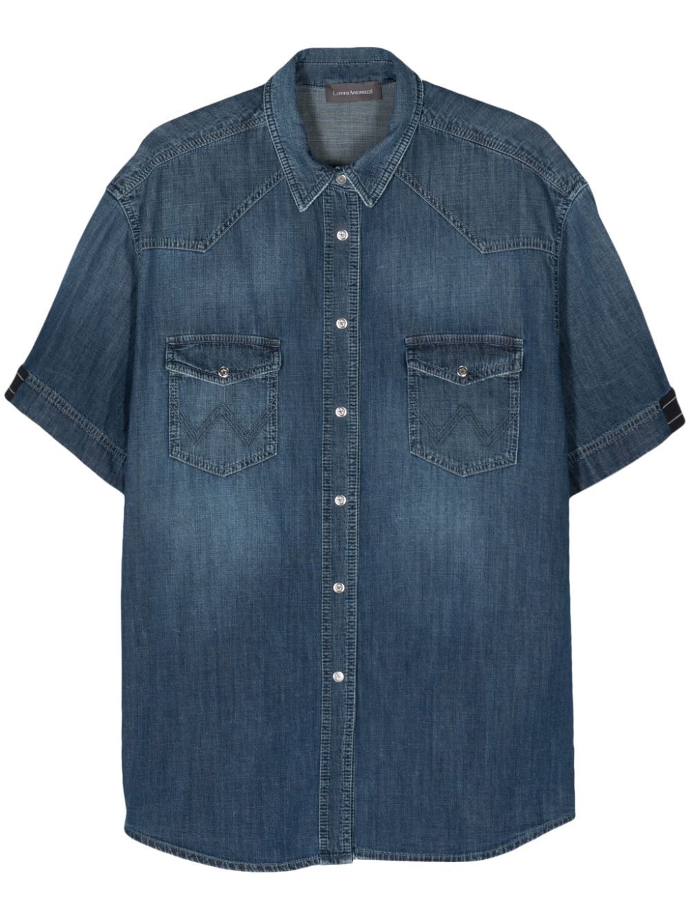 Short-sleeve denim shirt - Blue