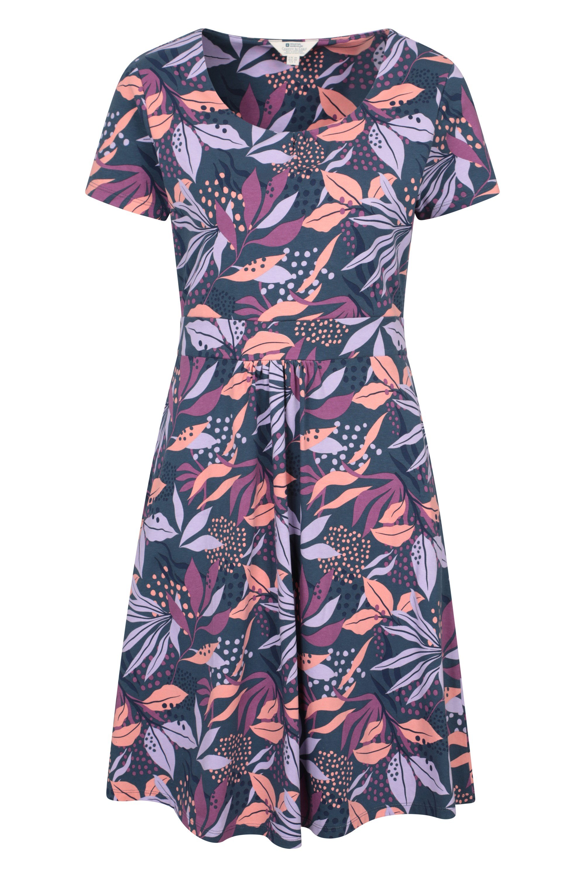 Mountain Warehouse Orchid Patterned Womens UV Summer Dress with Side Pockets Holiday Beach Purple Cotton