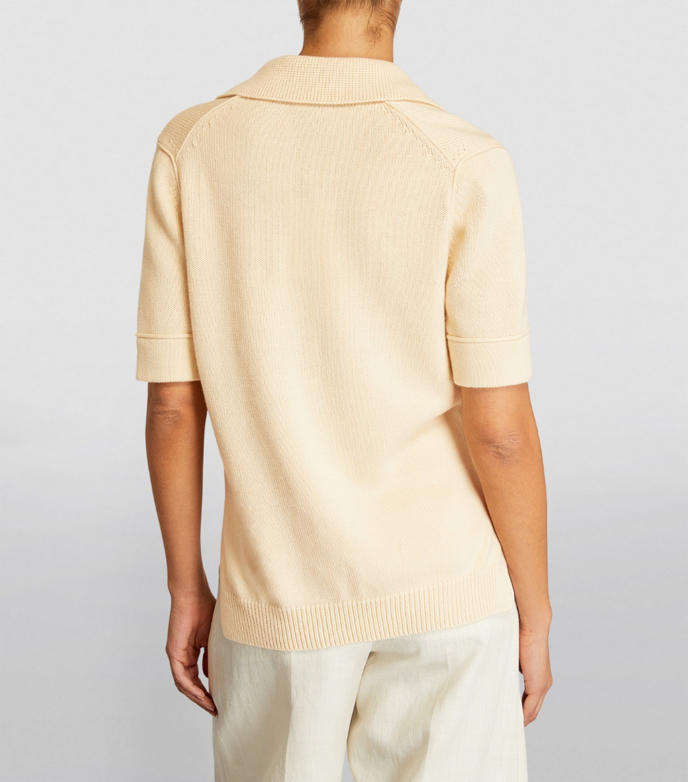 Cotton-Cashmere Polo Top