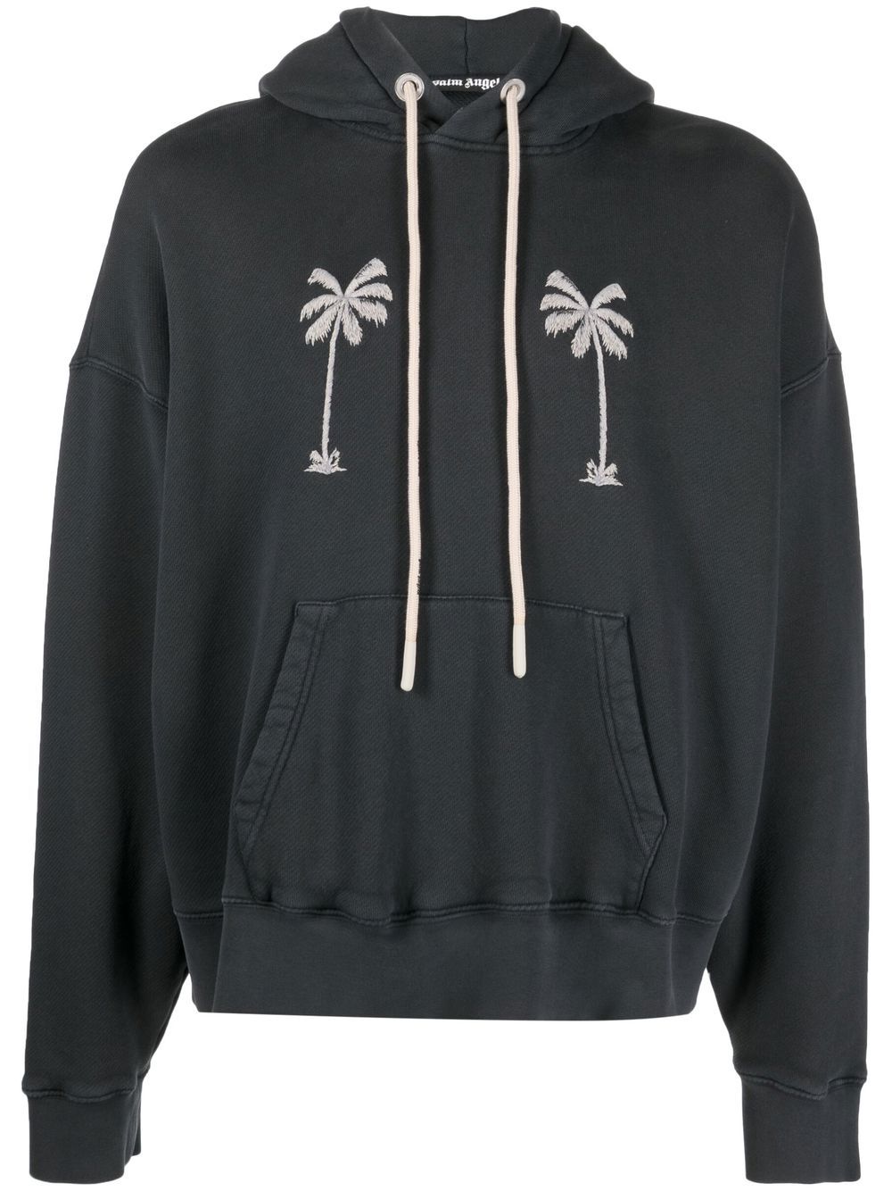 Graphic-print cotton hoodie - Black