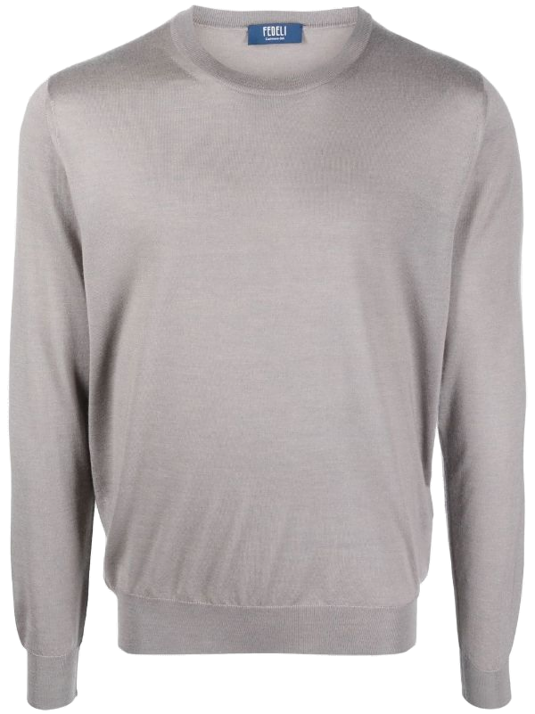Cashmere-Silk Crew-Neck Sweater — Grey