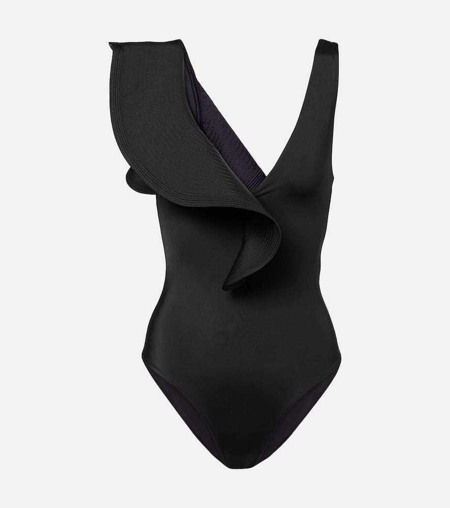 Asymmetric ruffled swimsuit