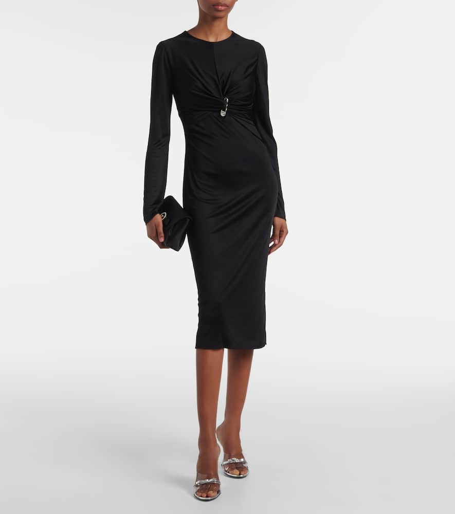 Safety Pin gathered jersey midi dress