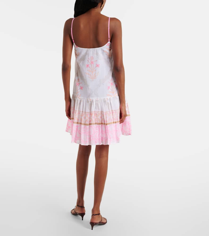 Floral ruched cotton minidress