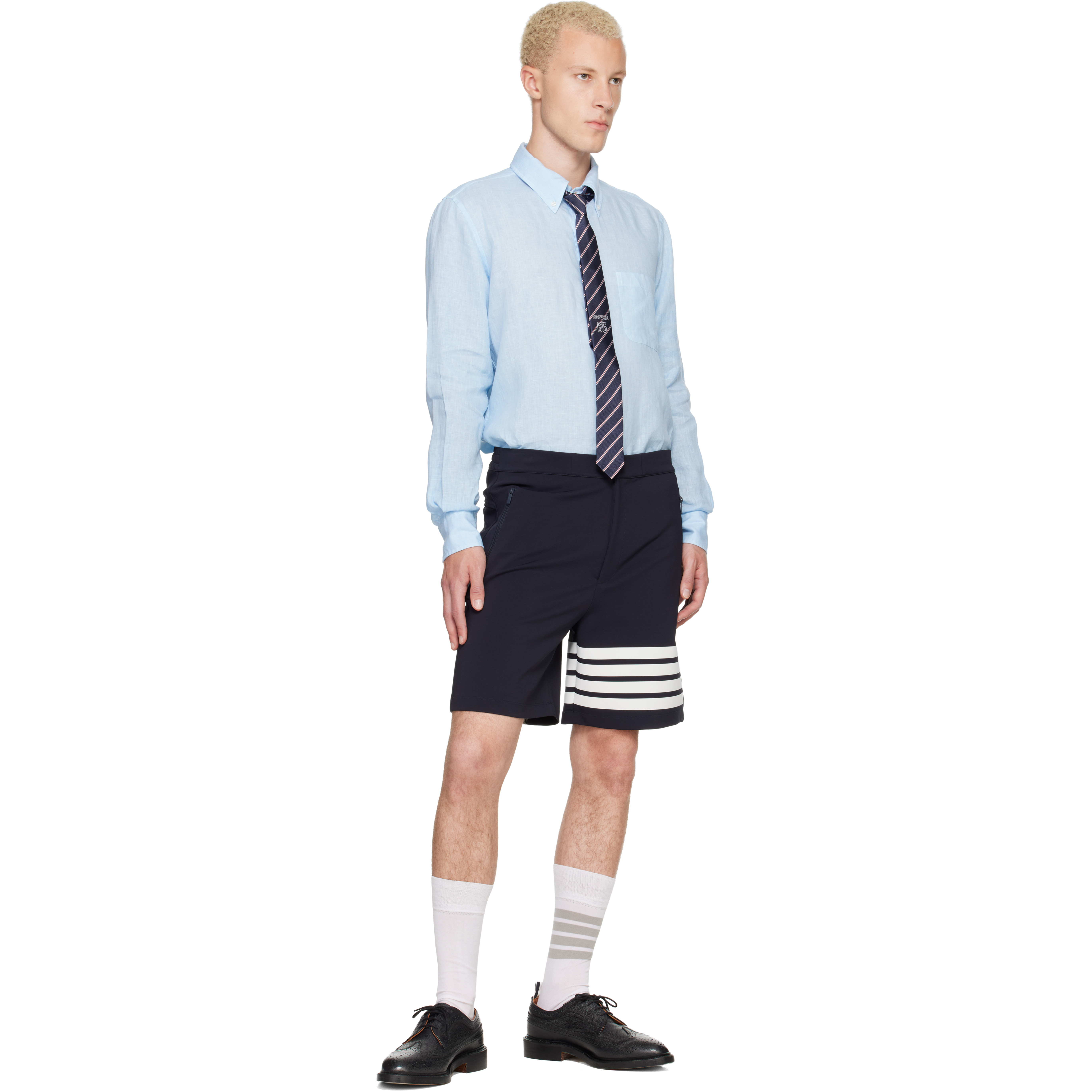 Blue Linen 4-Bar Shirt