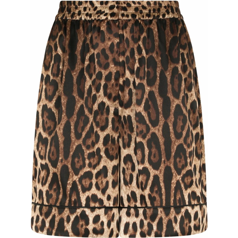 Leopard-print silk shorts
